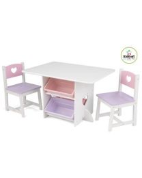 Kidkraft - Ensemble table et 2 chaises pour enfants avec motif de coeurs